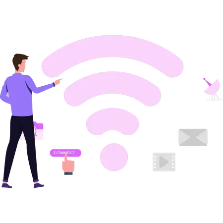 Young boy has Wi-Fi  Illustration