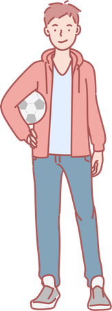 Young boy holding ball  Illustration