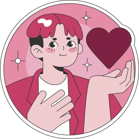 Young boy holding heart  Illustration