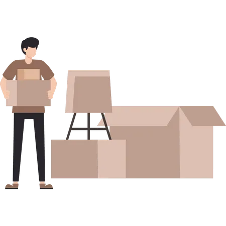 The Boy Is Holding A Parcel Illustration