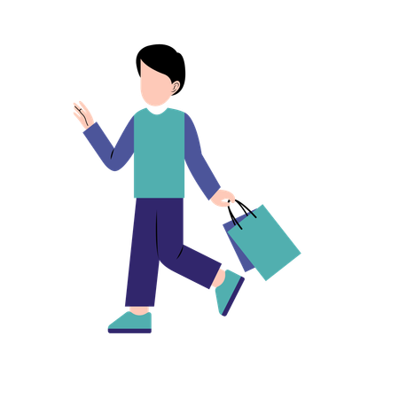 Young boy Holding Shopping Bag  Illustration