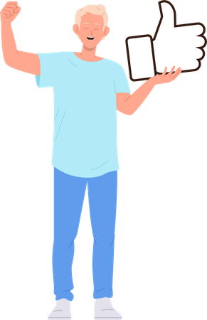 Young boy holding thumbs up  Illustration