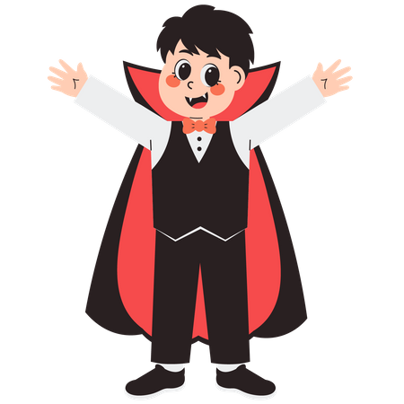 Young Boy in Vampire Costume  Illustration