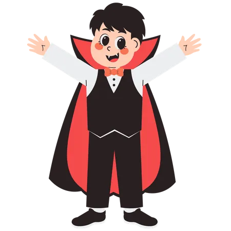 Young Boy in Vampire Costume  Illustration