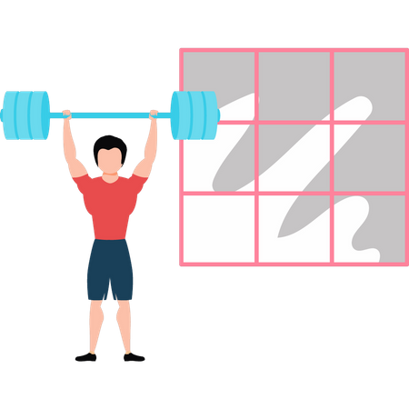 Young boy is doing weightlifting  Illustration