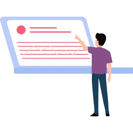 Young boy is looking at the graph  Illustration