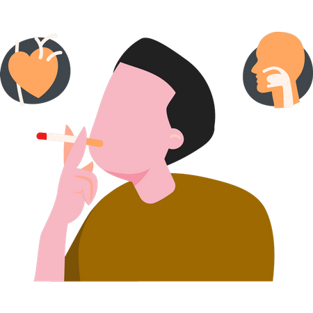 Young boy is smoking  Illustration