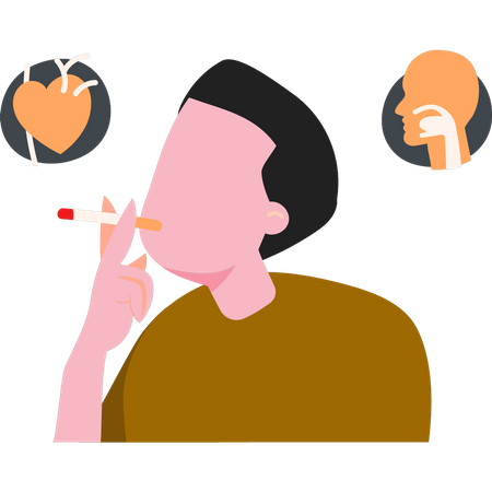 Young boy is smoking  Illustration