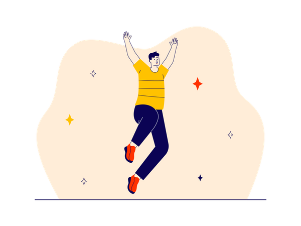 Young boy jumping in winning  Illustration