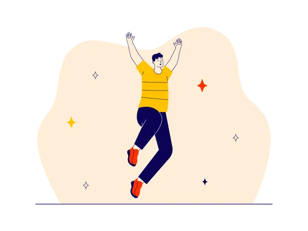 Young boy jumping in winning  Illustration