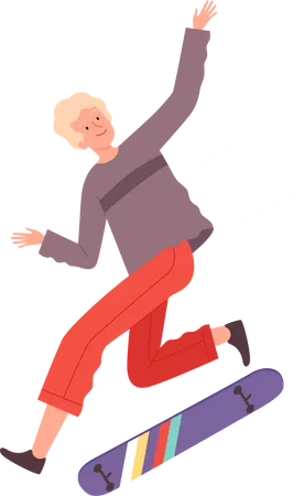 Young Boy Jumping on Skateboard Illustration