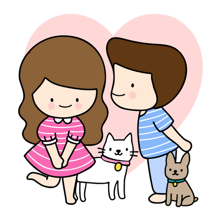 Young Boy Kissing Girl  Illustration