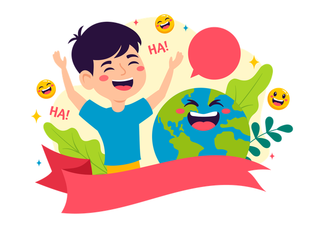 Young boy laughing  Illustration