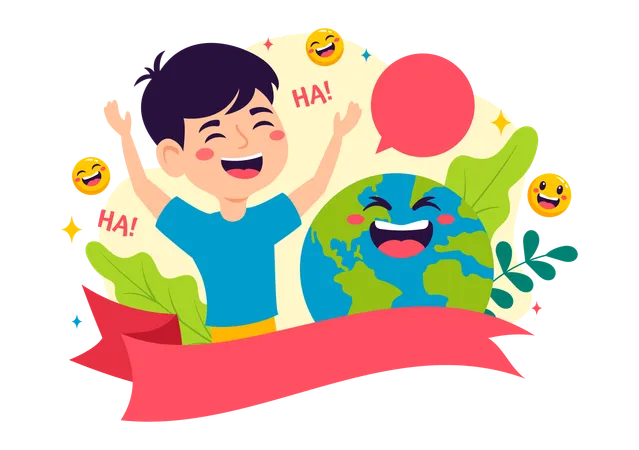 Young boy laughing  Illustration