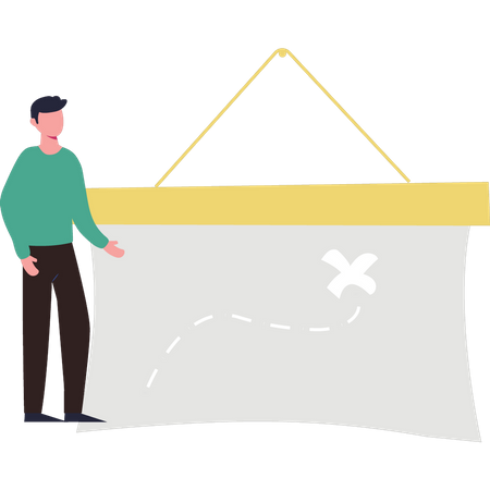 Young boy looking at strategy board  Illustration