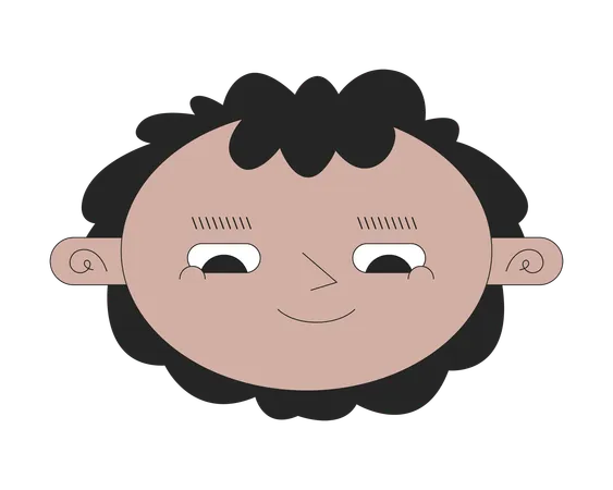 Young Boy Looking Down 2 D Linear Vector Avatar Illustration Indian Youngster Cartoon Character Face Adorable Smiling South Asian Portrait Cheerful Schoolboy Flat Color User Profile Image Isolated Illustration