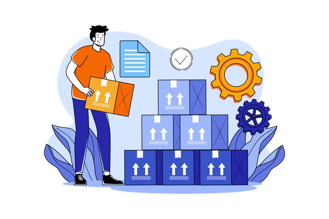 Young Boy Manage Inventory Unit  Illustration