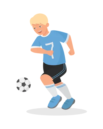 Young boy playing football  Illustration