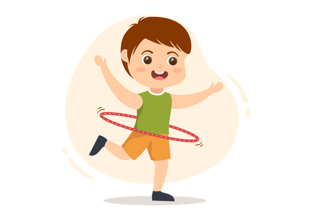 Young boy Playing Hula Hoop Illustration