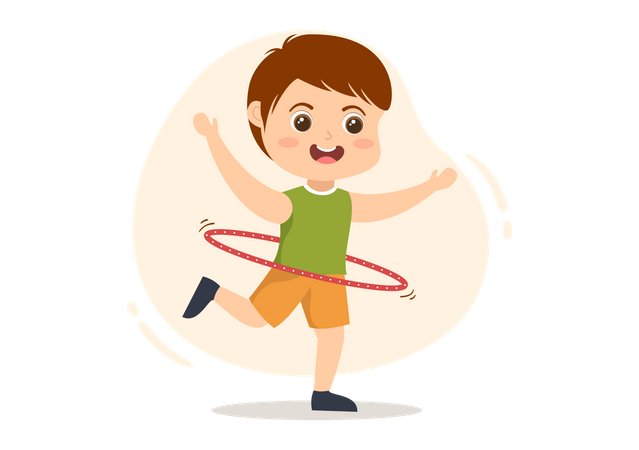 Young boy Playing Hula Hoop  Illustration