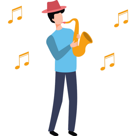 Young Boy Playing Trumpet  Illustration