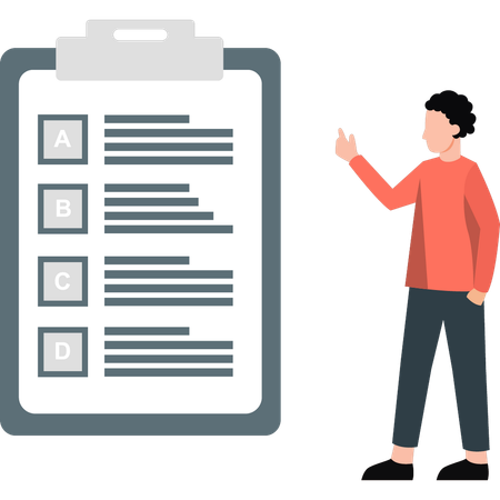 Young boy pointing clipboard  Illustration