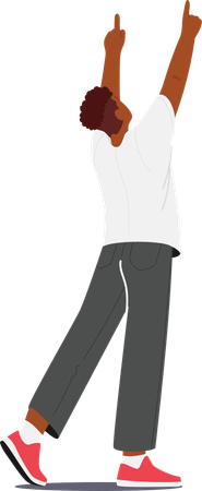 Young boy pointing up using both hands  Illustration