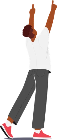 Young boy pointing up using both hands  Illustration