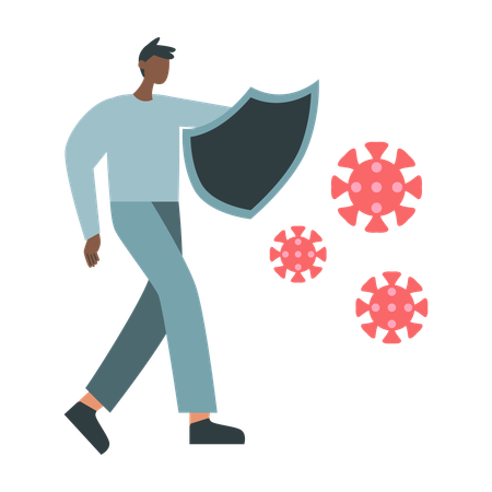 Young boy Protecting himself form corona virus  Illustration