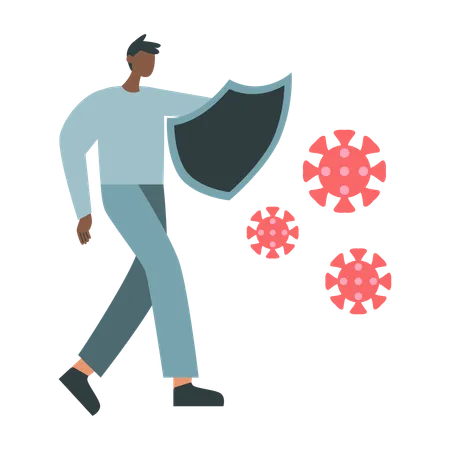 Young boy Protecting himself form corona virus  Illustration