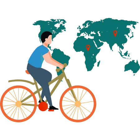 Young boy riding bicycle  Illustration