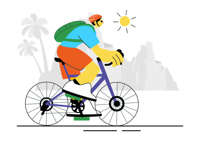 Young boy riding cycle  Illustration