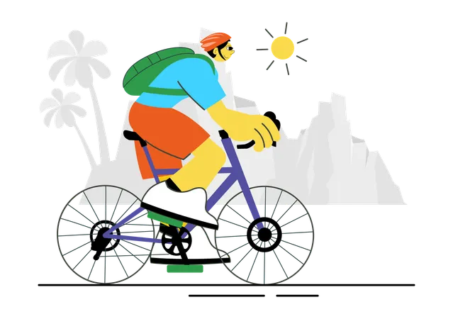 Young boy riding cycle  Illustration