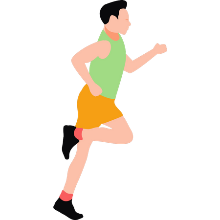 Young boy running for exercise  Illustration