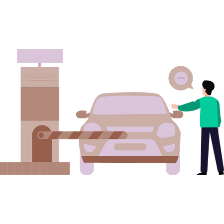 Young boy showing his hand to stop car  Illustration