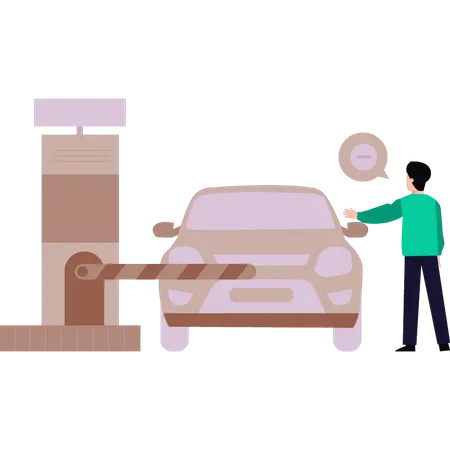 Young boy showing his hand to stop car  Illustration