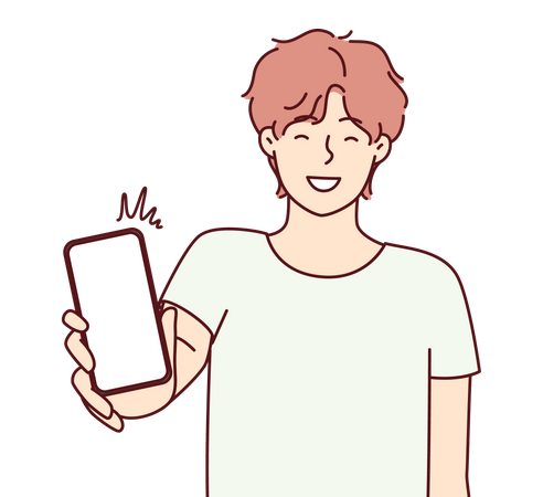 Young boy showing mobile phone  Illustration