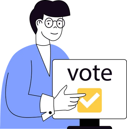 Young boy showing vote done  Illustration