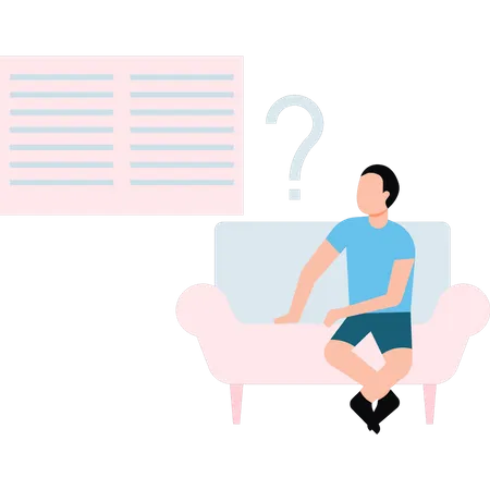 Young boy sitting on couch  Illustration