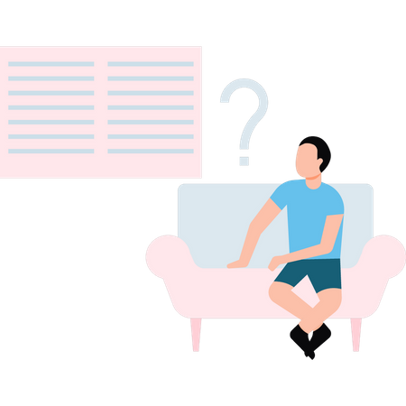 Young boy sitting on couch  Illustration