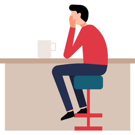 Young boy sitting sad  Illustration