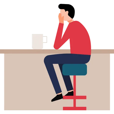 Young boy sitting sad  Illustration