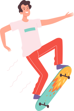 Young boy skateboarding  Illustration