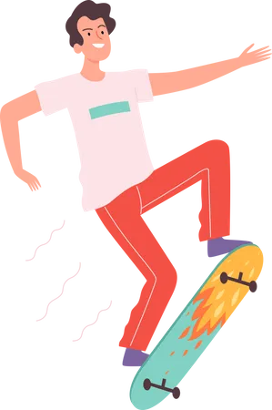 Young boy skateboarding  Illustration