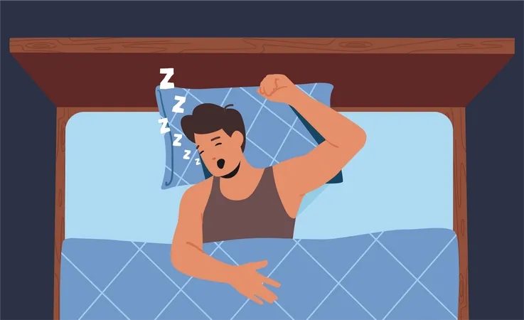 Young boy snoring while sleeping  Illustration