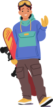 Young Boy Snowboarder  Illustration