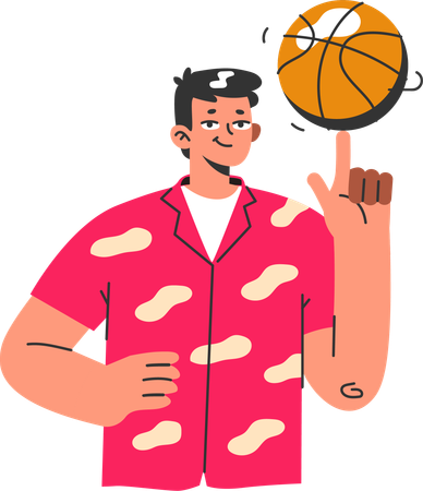 Young boy spinning basketball  Illustration