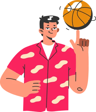 Young boy spinning basketball  Illustration