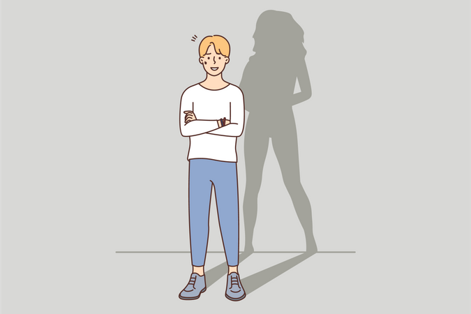 Young boy standing confidently  Illustration