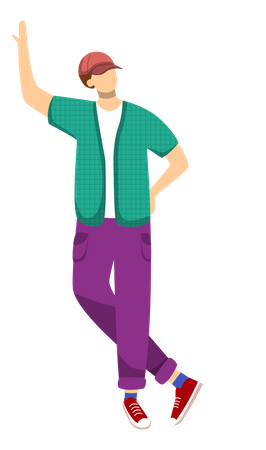 Young boy standing in stylish pose Illustration